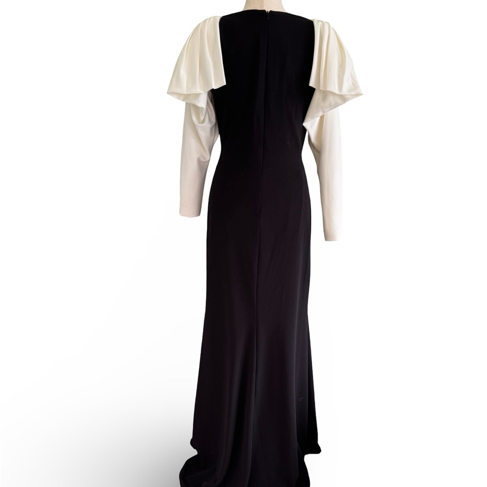 Tadashi Shoji Black/White Long Sleeve Dress Black Tie Gala Formal Holiday  sz M - Picture 7 of 14